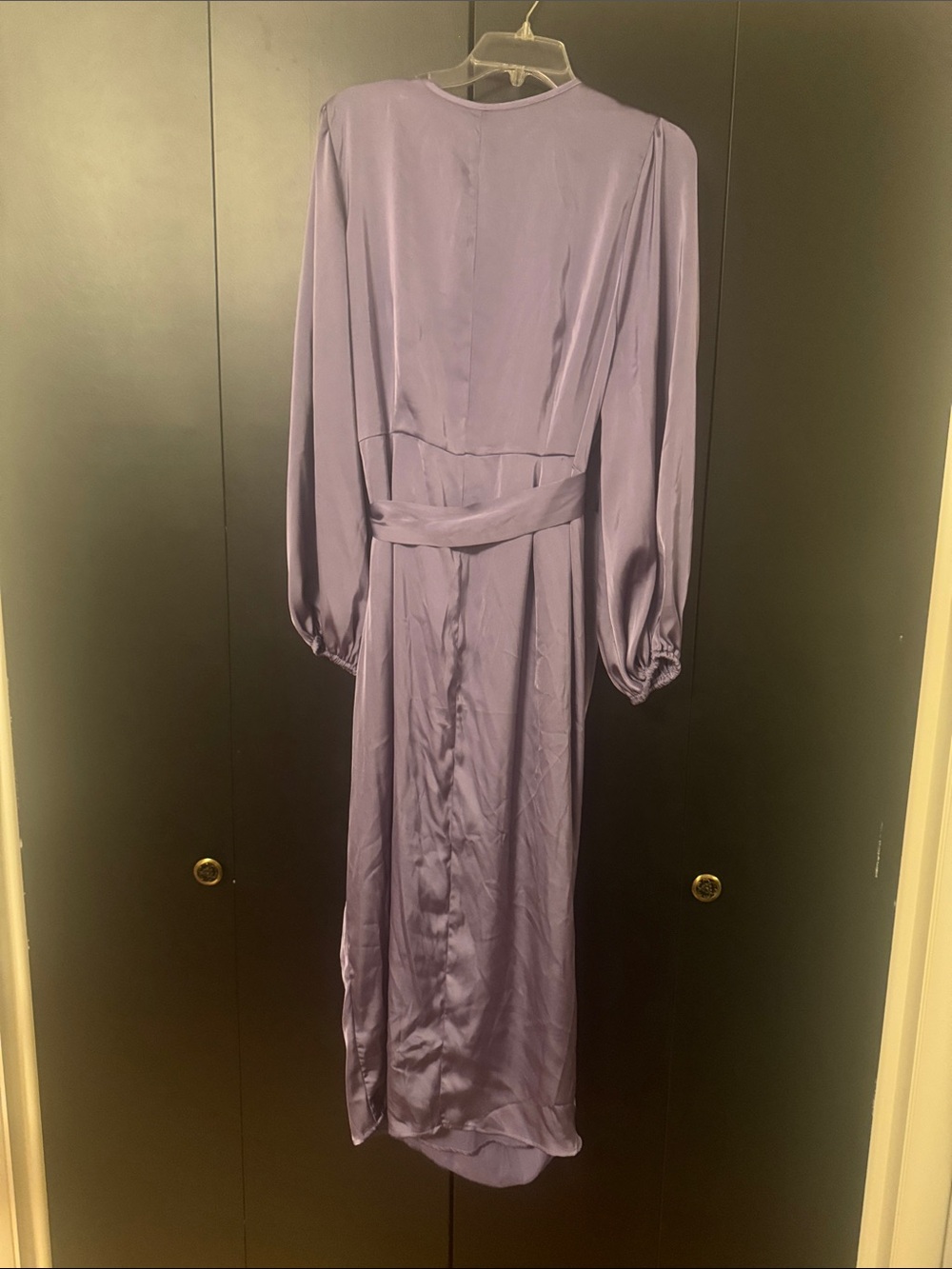 SHEIN Lavender Satin Wrap Maxi Dress with Tie Waist - Picture 4 of 4
